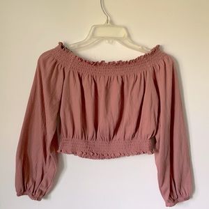 Scrunched off the shoulder shirt